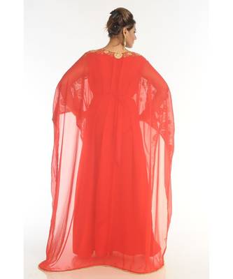 Red Georgette Embroidered Zari_Work Islamic-Kaftans 5
