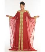 Maroon Georgette Embroidered Zari_Work Islamic-Kaftans