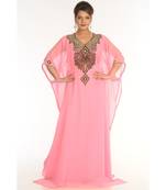 Pink Georgette Embroidered Zari_Work Islamic-Kaftans