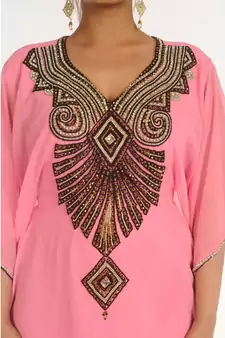 Pink Georgette Embroidered Zari_Work Islamic-Kaftans