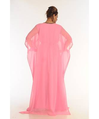 Pink Georgette Embroidered Zari_Work Islamic-Kaftans 5