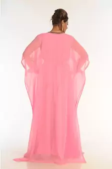 Pink Georgette Embroidered Zari_Work Islamic-Kaftans