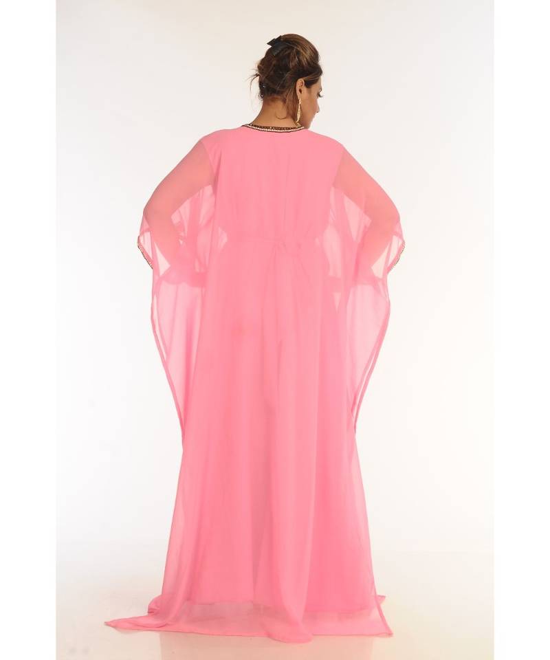 Pink Georgette Embroidered Zari_Work Islamic-Kaftans