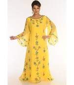 Yellow Georgette Embroidered Zari_Work Islamic-Kaftans