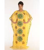 Yellow Georgette Embroidered Zari_Work Islamic-Kaftans