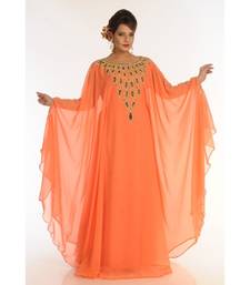 Orange Georgette Embroidered Zari_Work Islamic-Kaftans