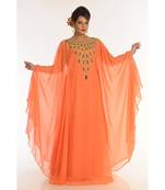 Orange Georgette Embroidered Zari_Work Islamic-Kaftans