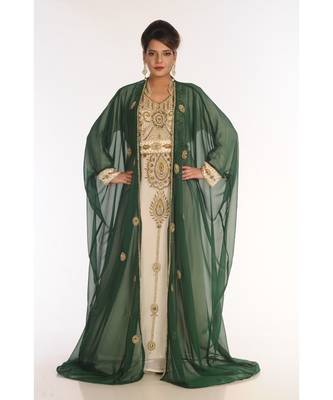 Multicolor Georgette Embroidered Zari_Work Islamic-Kaftans 1