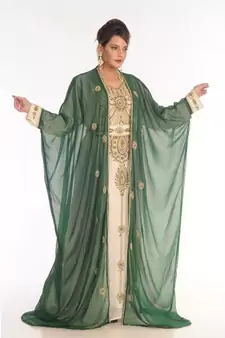 Multicolor Georgette Embroidered Zari_Work Islamic-Kaftans
