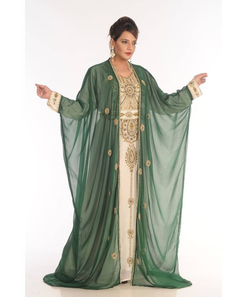 Multicolor Georgette Embroidered Zari_Work Islamic-Kaftans