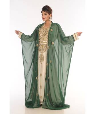 Multicolor Georgette Embroidered Zari_Work Islamic-Kaftans 3