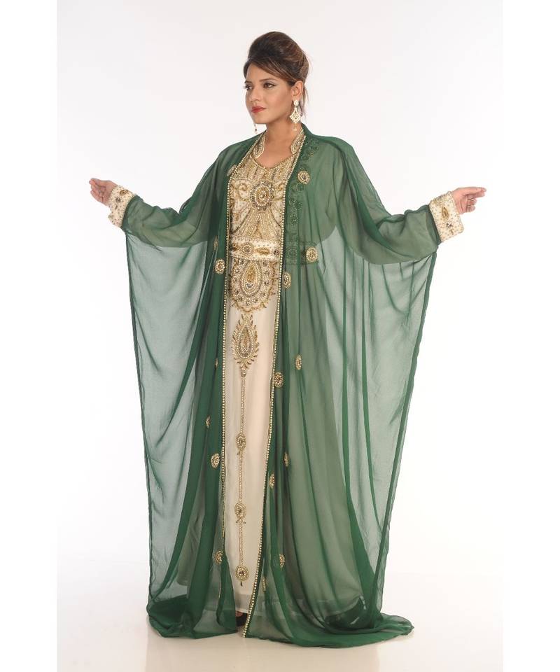 Multicolor Georgette Embroidered Zari_Work Islamic-Kaftans