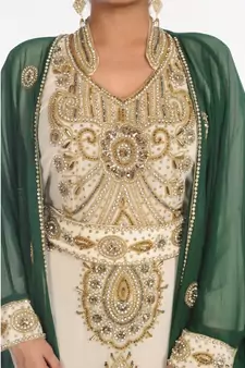 Multicolor Georgette Embroidered Zari_Work Islamic-Kaftans