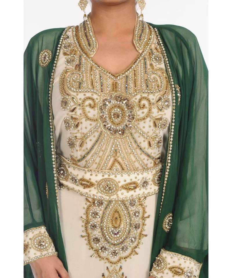 Multicolor Georgette Embroidered Zari_Work Islamic-Kaftans