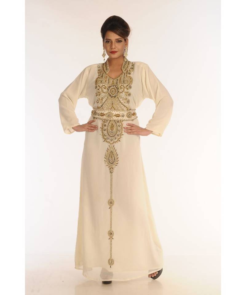 Multicolor Georgette Embroidered Zari_Work Islamic-Kaftans