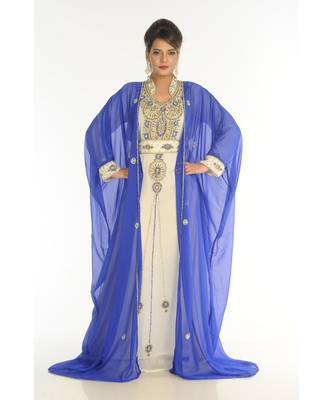 Multicolor Georgette Embroidered Zari_Work Islamic-Kaftans 1