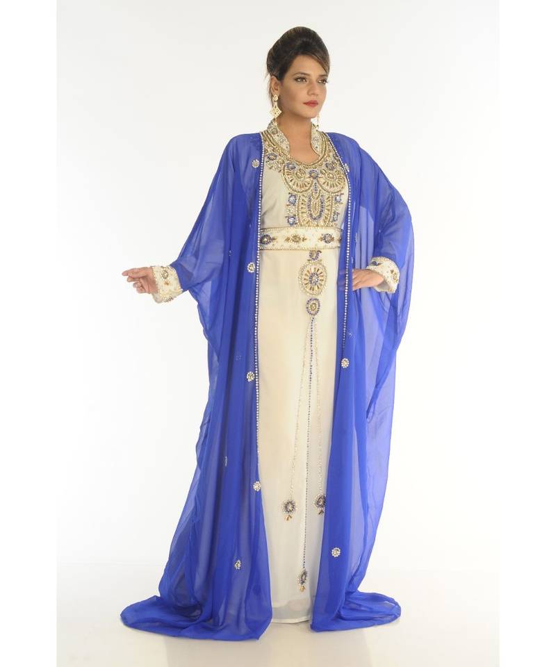 Multicolor Georgette Embroidered Zari_Work Islamic-Kaftans