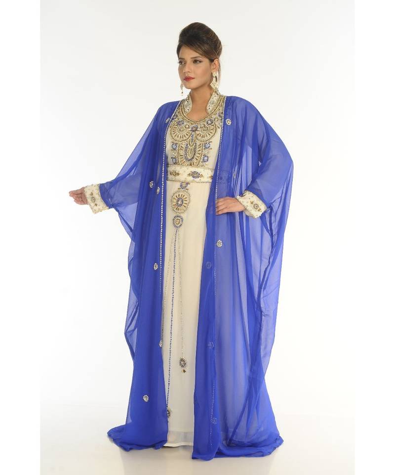 Multicolor Georgette Embroidered Zari_Work Islamic-Kaftans