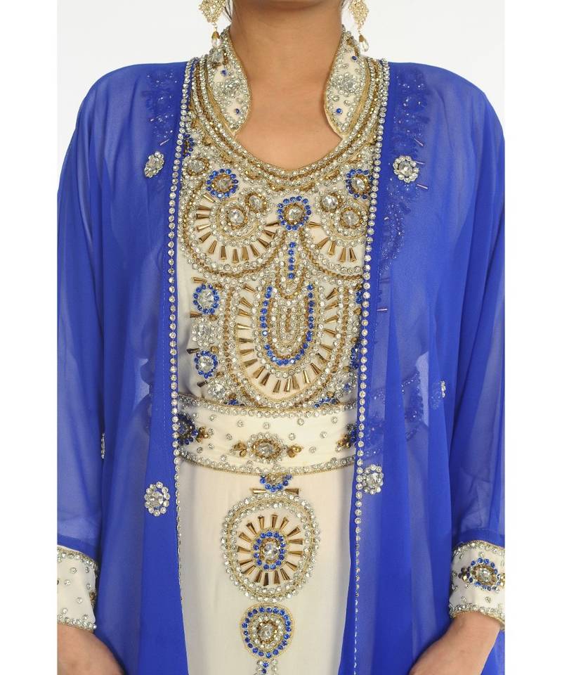 Multicolor Georgette Embroidered Zari_Work Islamic-Kaftans