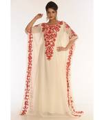 Cream Georgette Embroidered Zari_Work Islamic-Kaftans
