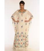 Cream Georgette Embroidered Zari_Work Islamic-Kaftans
