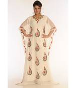 Cream Georgette Embroidered Zari_Work Islamic-Kaftans