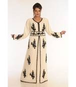 Cream Georgette Embroidered Zari_Work Islamic-Kaftans