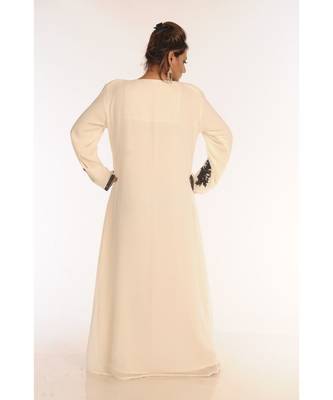 Cream Georgette Embroidered Zari_Work Islamic-Kaftans 5