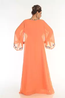 Orange Georgette Embroidered Zari_Work Islamic-Kaftans