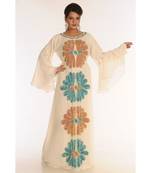 Cream Georgette Embroidered Zari_Work Islamic-Kaftans