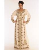 Cream Georgette Embroidered Zari_Work Islamic-Kaftans