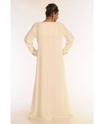 Cream Georgette Embroidered Zari_Work Islamic-Kaftans 5