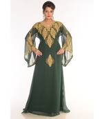 Green Georgette Embroidered Zari_Work Islamic-Kaftans