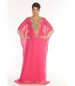 Pink Georgette Embroidered Zari_Work Islamic-Kaftans
