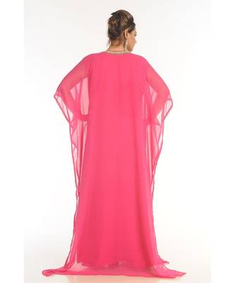 Pink Georgette Embroidered Zari_Work Islamic-Kaftans 5
