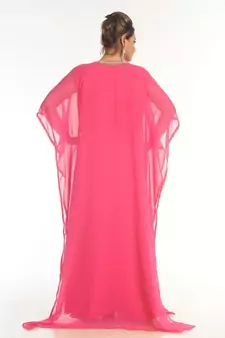 Pink Georgette Embroidered Zari_Work Islamic-Kaftans