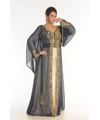 Multicolor Georgette Embroidered Zari_Work Islamic-Kaftans 2