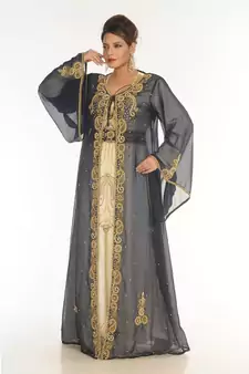 Multicolor Georgette Embroidered Zari_Work Islamic-Kaftans