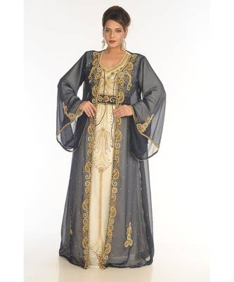 Multicolor Georgette Embroidered Zari_Work Islamic-Kaftans 4