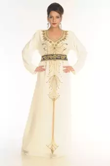 Multicolor Georgette Embroidered Zari_Work Islamic-Kaftans