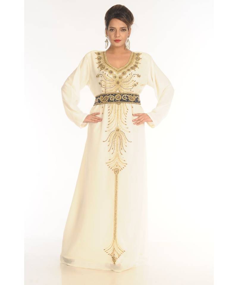 Multicolor Georgette Embroidered Zari_Work Islamic-Kaftans