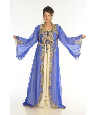 Multicolor Georgette Embroidered Zari_Work Islamic-Kaftans 1