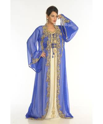 Multicolor Georgette Embroidered Zari_Work Islamic-Kaftans 2