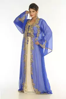 Multicolor Georgette Embroidered Zari_Work Islamic-Kaftans