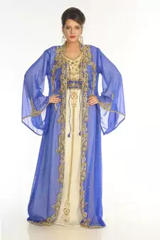 Multicolor Georgette Embroidered Zari_Work Islamic-Kaftans