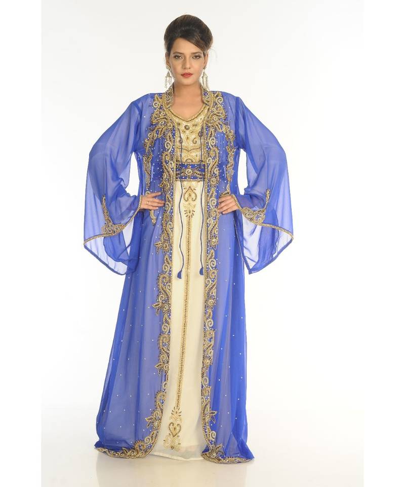Multicolor Georgette Embroidered Zari_Work Islamic-Kaftans