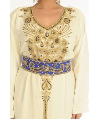Multicolor Georgette Embroidered Zari_Work Islamic-Kaftans 5