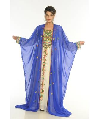 Multicolor Georgette Embroidered Zari_Work Islamic-Kaftans 1