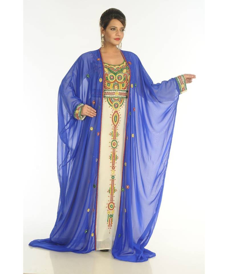 Multicolor Georgette Embroidered Zari_Work Islamic-Kaftans