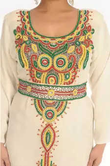 Multicolor Georgette Embroidered Zari_Work Islamic-Kaftans